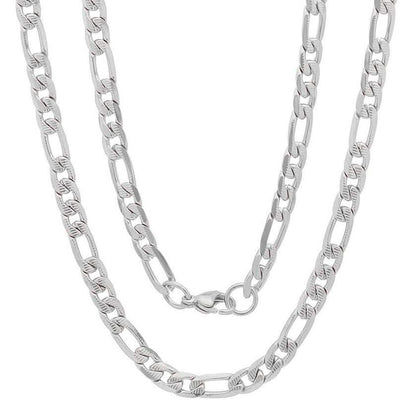 Men's Stainless Steel Diamond Cut Figaro Necklace by Steeltime DailySale