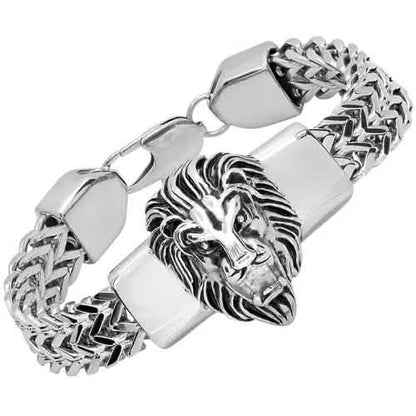 Men's Stainless Steel Lion Head Box Chain Bracelet DailySale