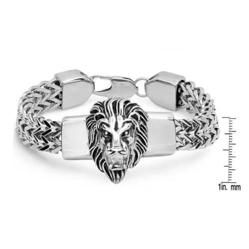 Men's Stainless Steel Lion Head Box Chain Bracelet DailySale