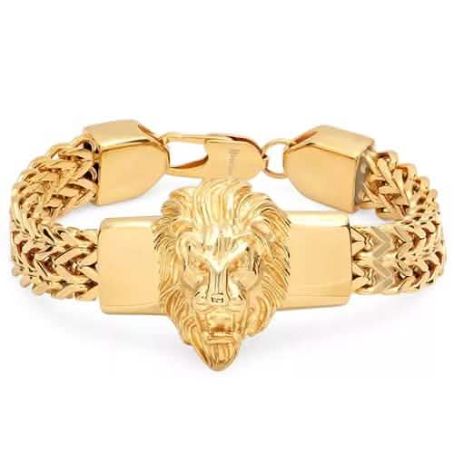 Men's Stainless Steel Lion Head Box Chain Bracelet DailySale