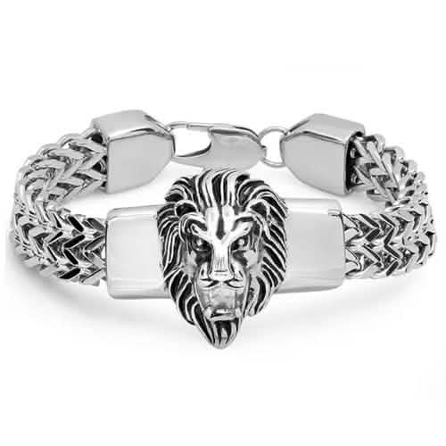 Men's Stainless Steel Lion Head Box Chain Bracelet DailySale