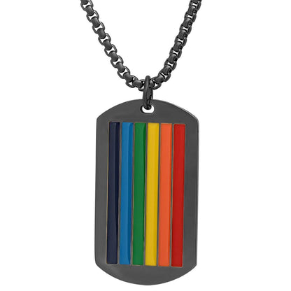 Men's Stainless Steel Rainbow Pride Dog Tag Pendant DailySale