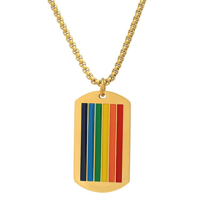 Men's Stainless Steel Rainbow Pride Dog Tag Pendant DailySale