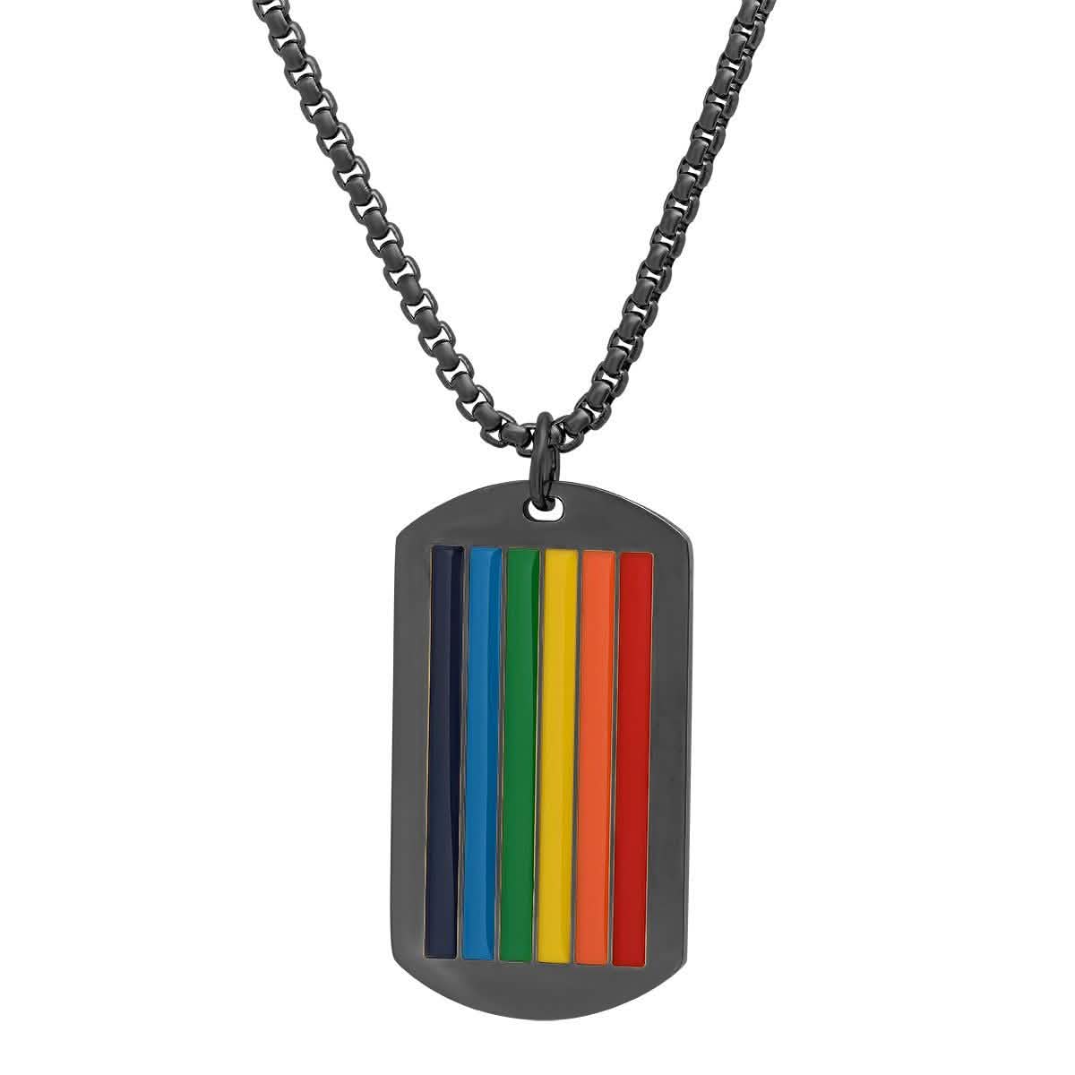Men's Stainless Steel Rainbow Pride Dog Tag Pendant DailySale