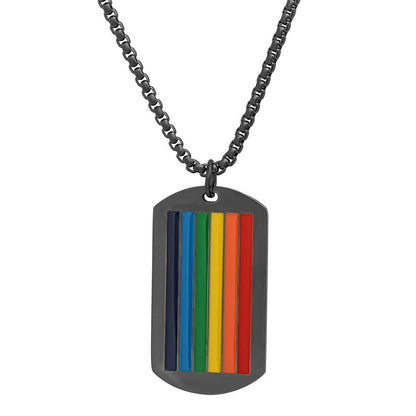 Men's Stainless Steel Rainbow Pride Dog Tag Pendant DailySale