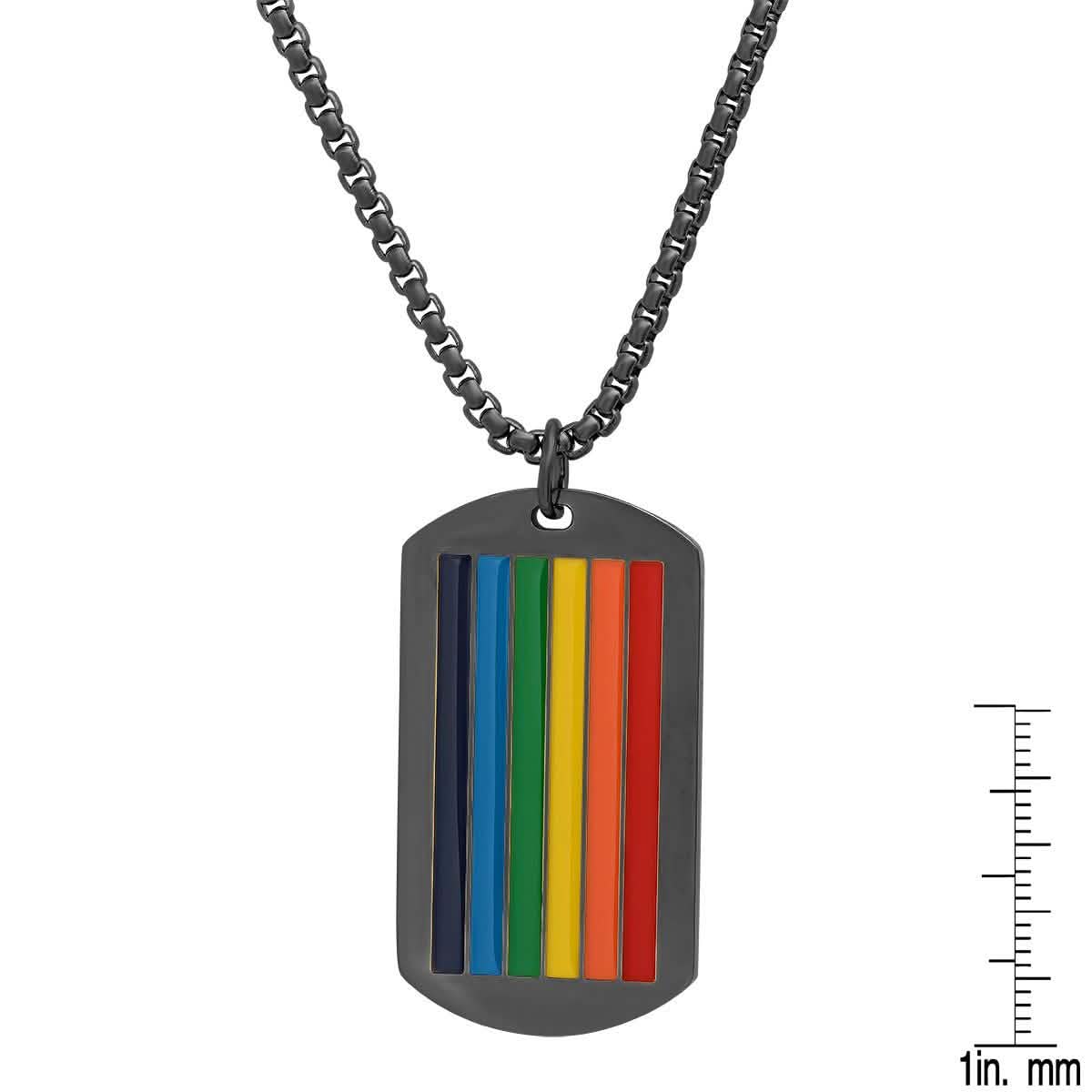 Men's Stainless Steel Rainbow Pride Dog Tag Pendant DailySale
