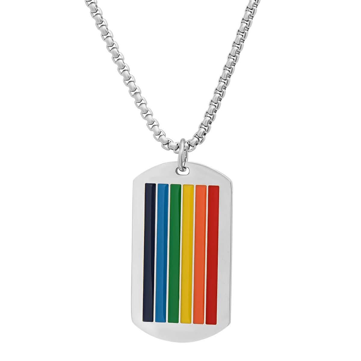 Men's Stainless Steel Rainbow Pride Dog Tag Pendant DailySale