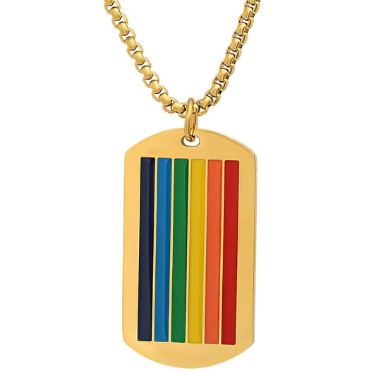 Men's Stainless Steel Rainbow Pride Dog Tag Pendant DailySale
