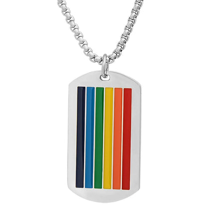 Men's Stainless Steel Rainbow Pride Dog Tag Pendant DailySale