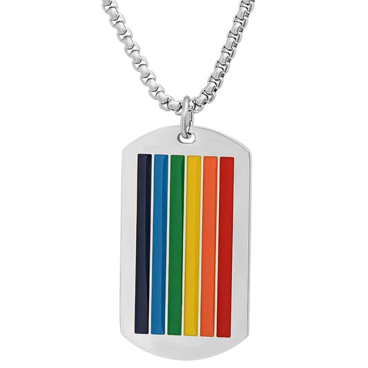 Men's Stainless Steel Rainbow Pride Dog Tag Pendant DailySale