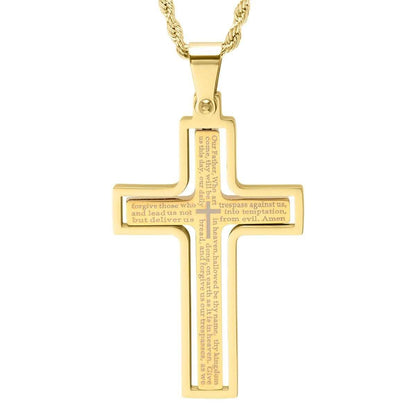 Men's Stainless Steel The Lord's Prayer Rotating Cross Pendant Necklace DailySale
