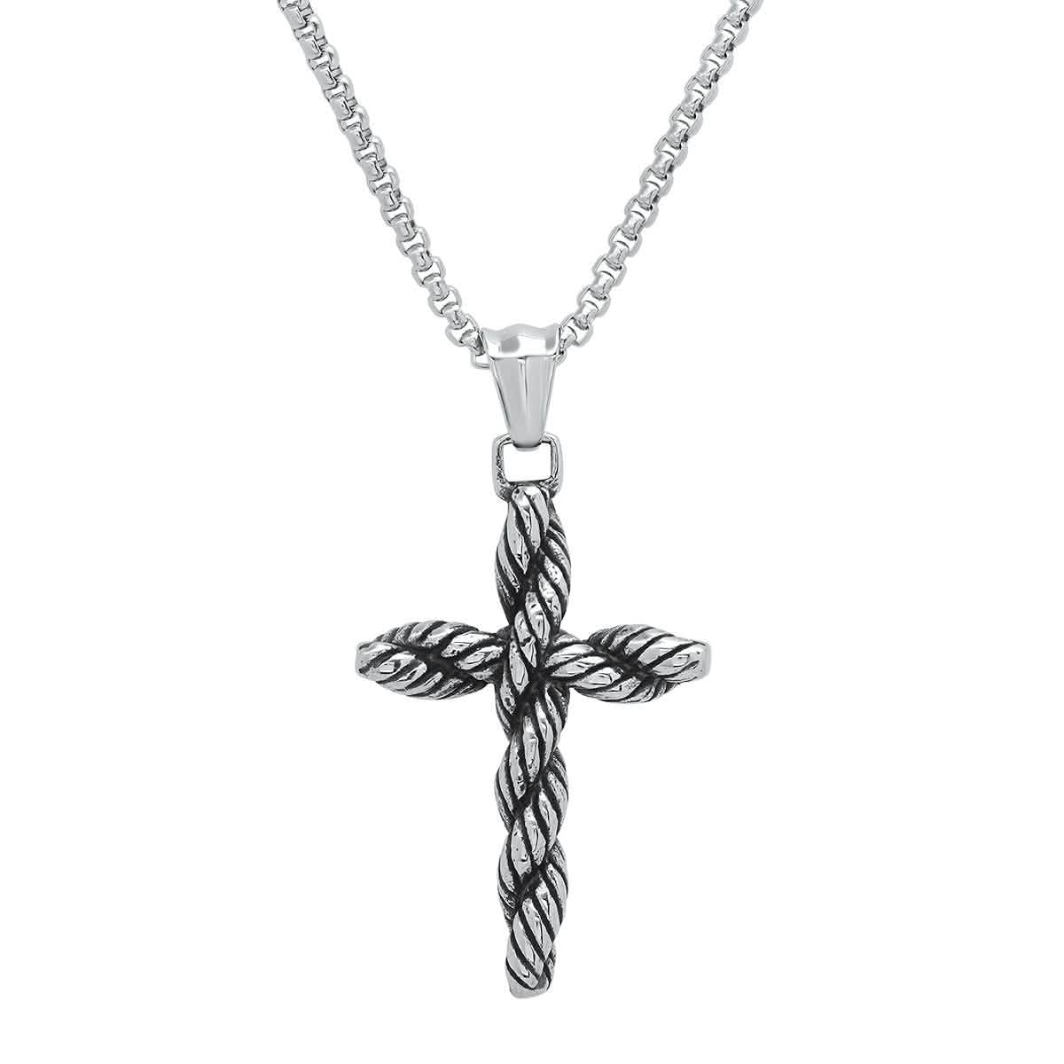 Men's Stainless Steel Twisted Rope Cross Pendant DailySale