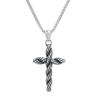 Men's Stainless Steel Twisted Rope Cross Pendant DailySale