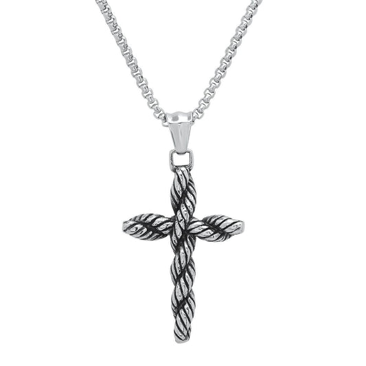 Men's Stainless Steel Twisted Rope Cross Pendant DailySale