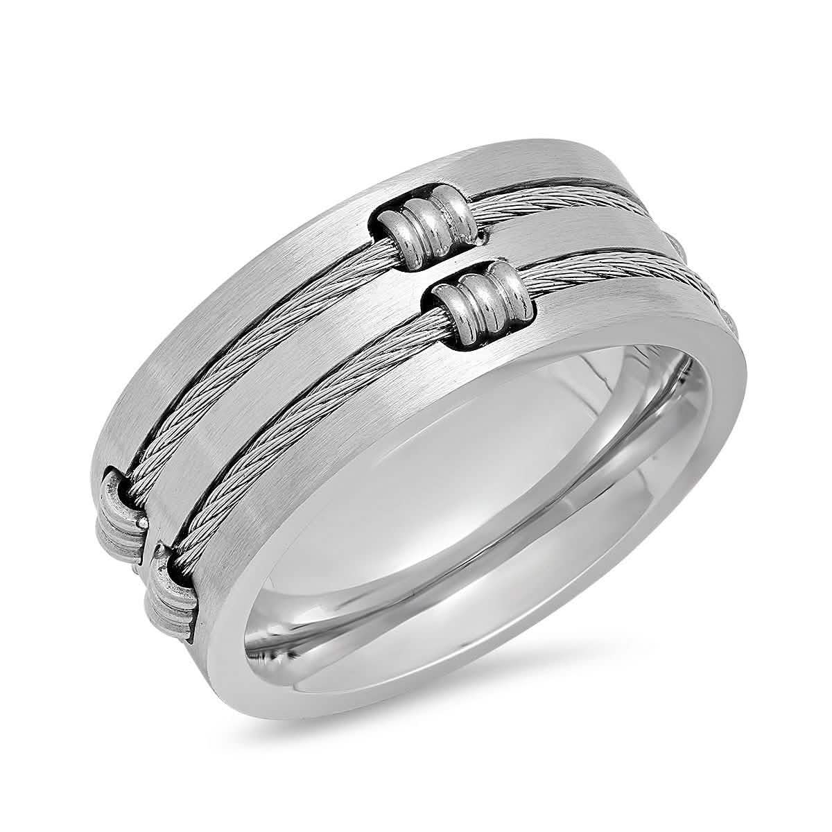 Men's Stainless Steel Wire Inlay Ring DailySale