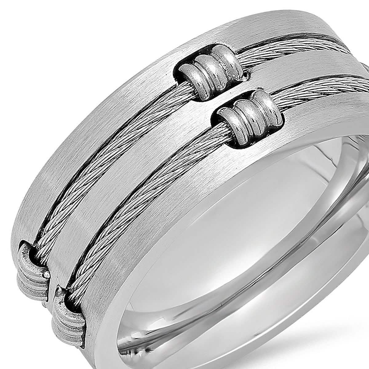 Men's Stainless Steel Wire Inlay Ring DailySale