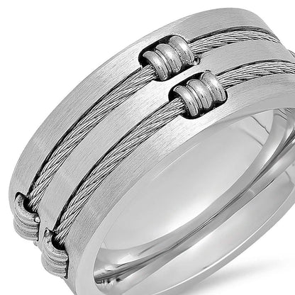 Men's Stainless Steel Wire Inlay Ring DailySale
