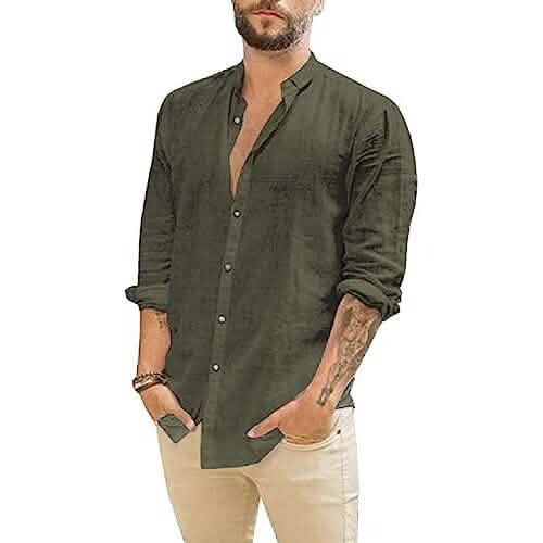 Mens Summer Casual Long Sleeve Cotton Linen T-Shirt DailySale