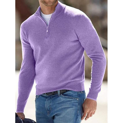 Men's Sweater Jumper Pullover Ribbed Knit Cropped Zipper Knitted Solid Color DailySale