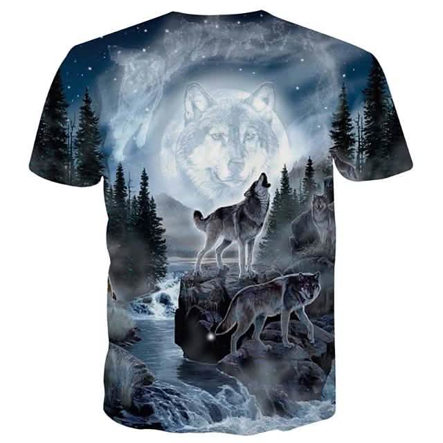 Men's T-Shirt 3D Animal Print Short Sleeve Daily Tops Streetwear Exaggerated Rainbow DailySale