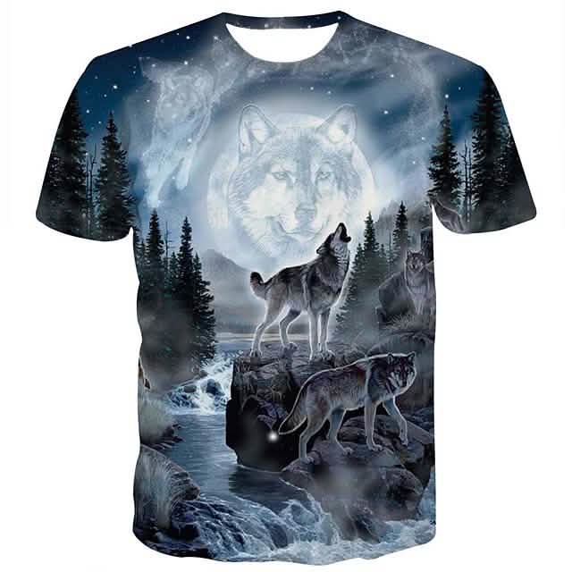 Men's T-Shirt 3D Animal Print Short Sleeve Daily Tops Streetwear Exaggerated Rainbow DailySale