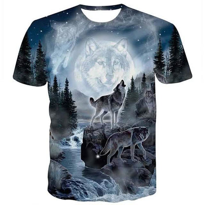 Men's T-Shirt 3D Animal Print Short Sleeve Daily Tops Streetwear Exaggerated Rainbow DailySale