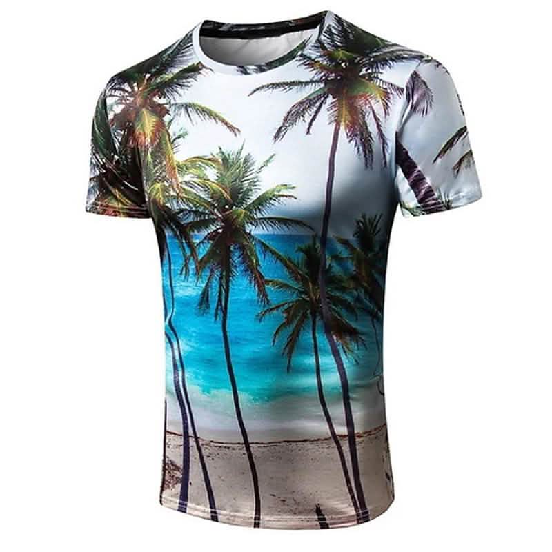 Men's T shirt Graphic Scenery Print Short Sleeve Daily Tops Blue DailySale