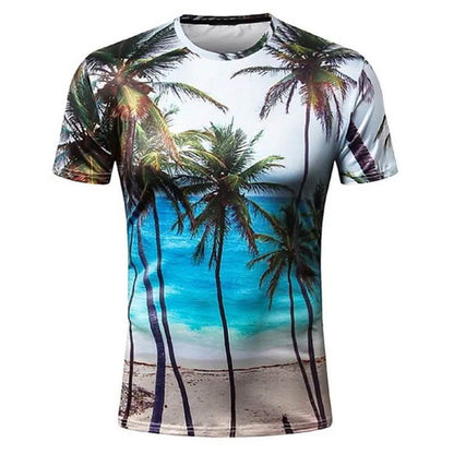 Men's T shirt Graphic Scenery Print Short Sleeve Daily Tops Blue DailySale