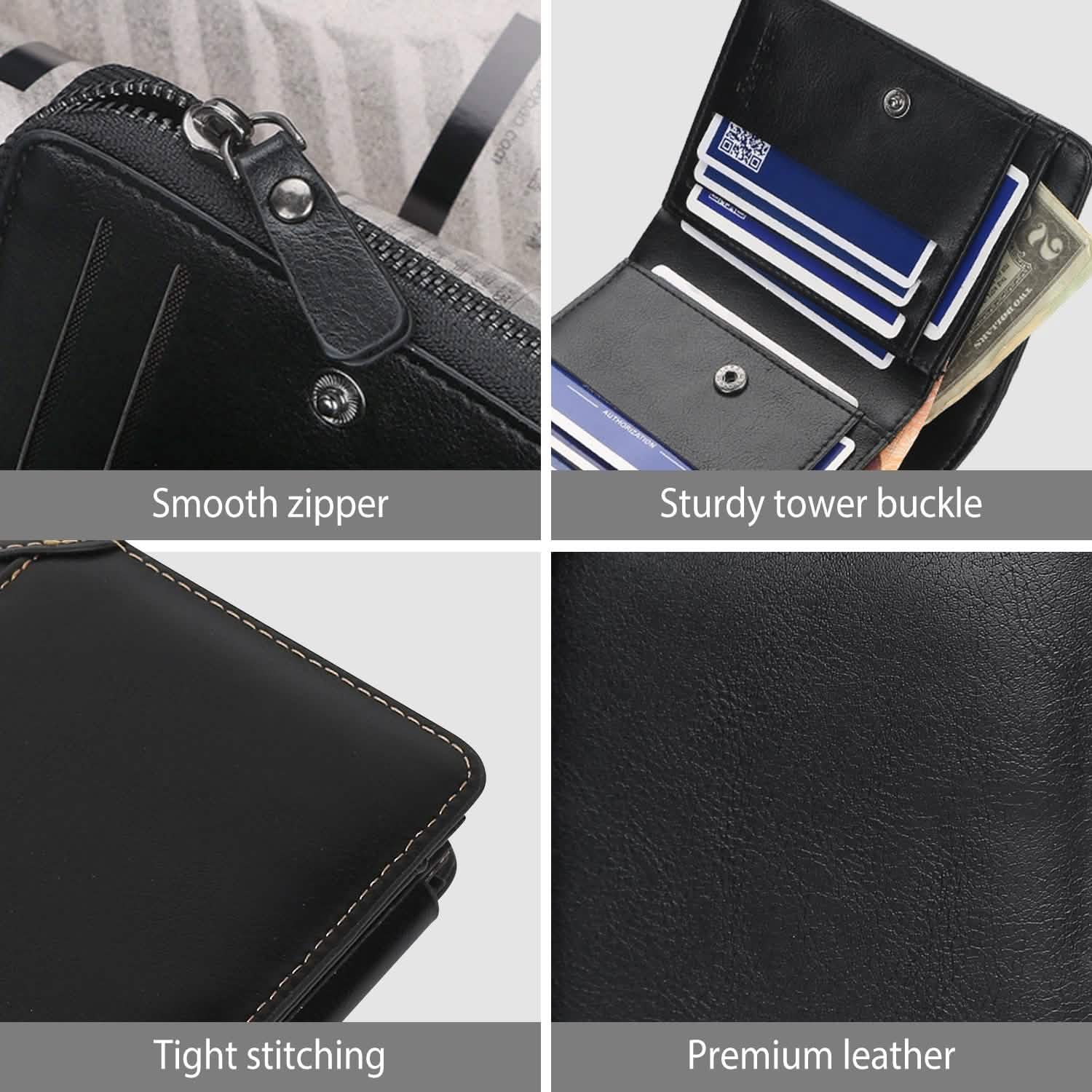 Men's Trifold Clutch Leather Wallet ID Card Holder DailySale