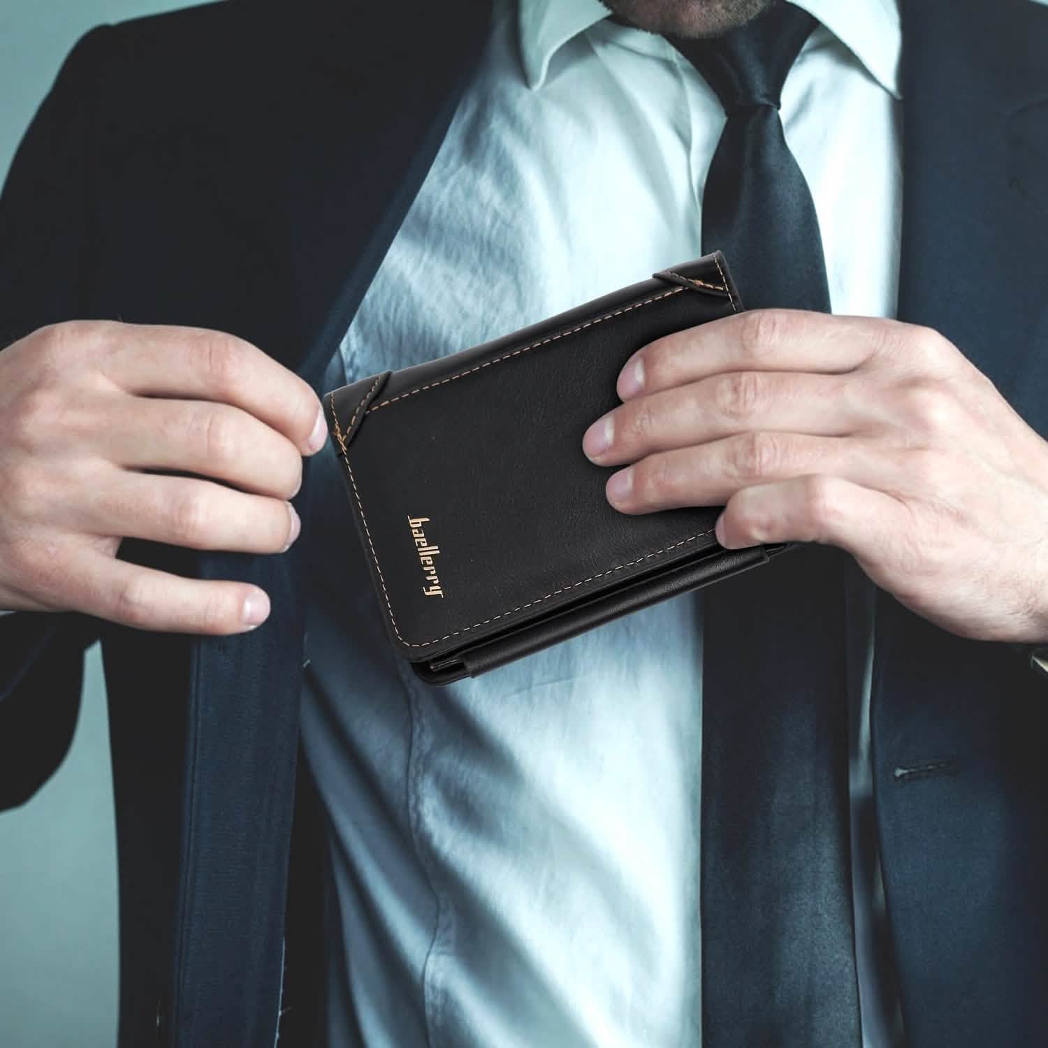 Men's Trifold Clutch Leather Wallet ID Card Holder DailySale