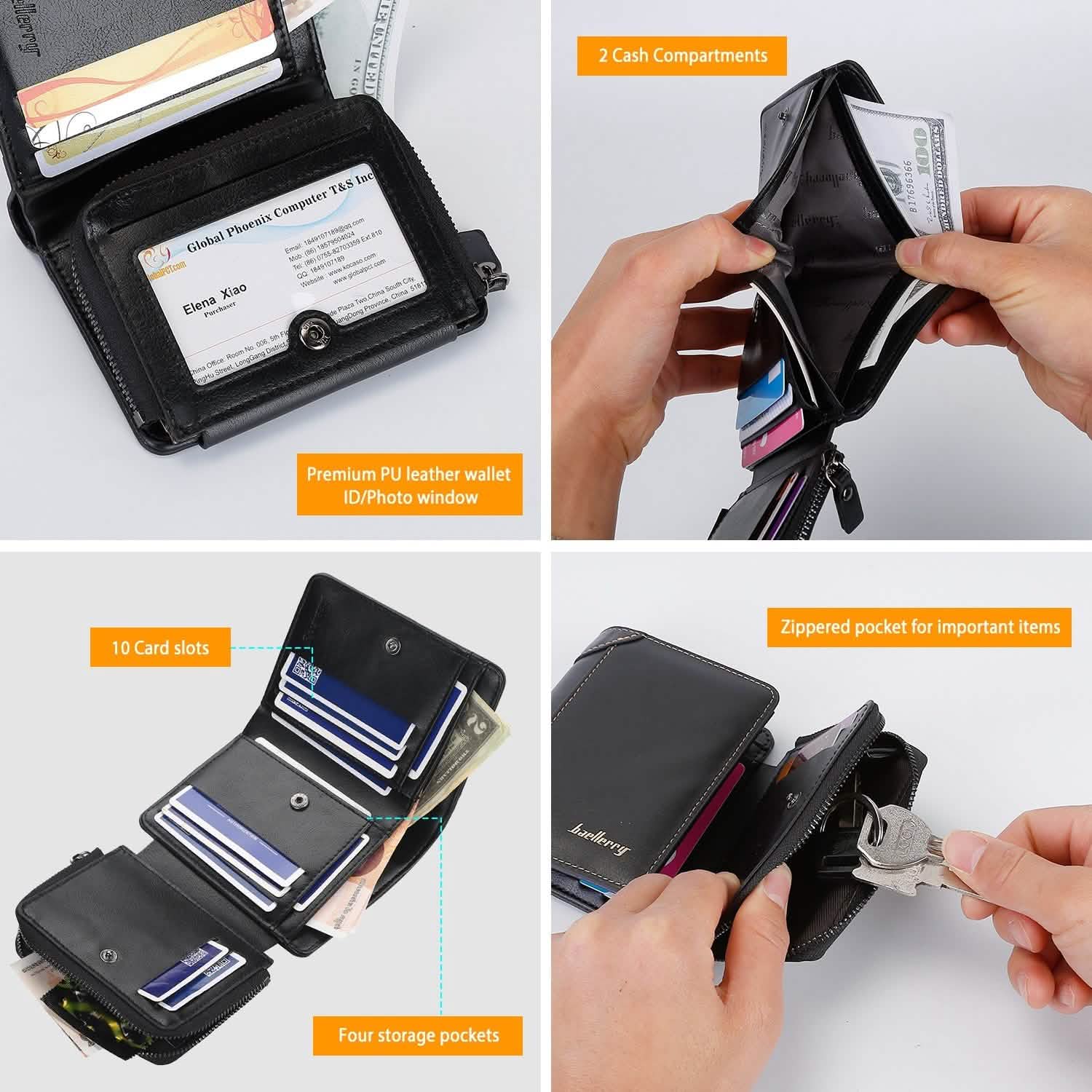 Men's Trifold Clutch Leather Wallet ID Card Holder DailySale