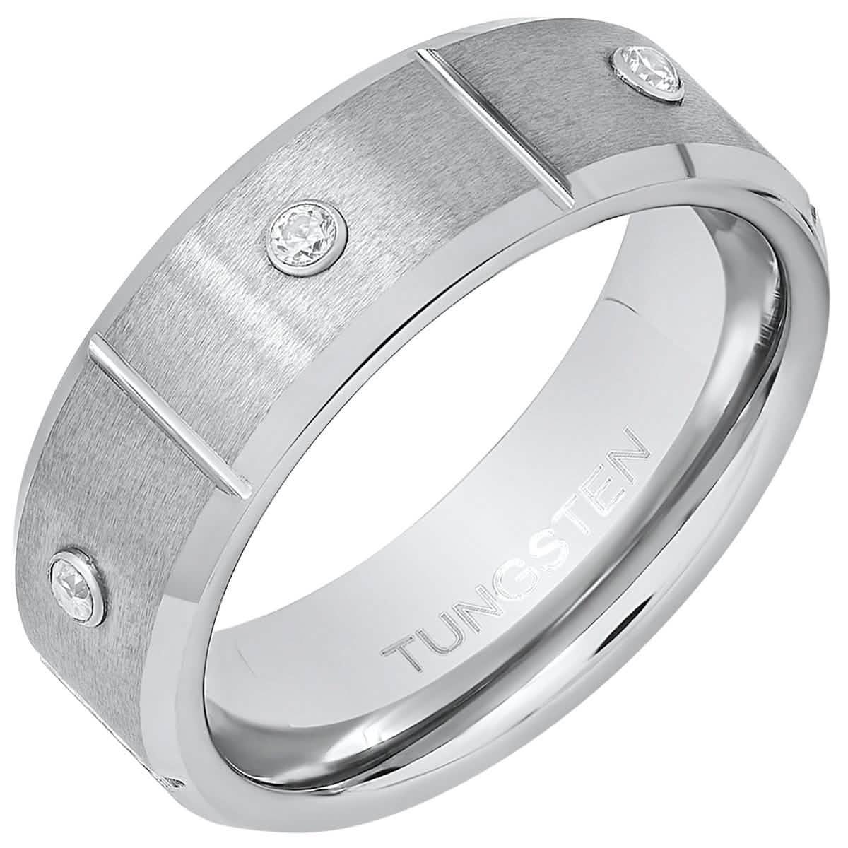 Men's Tungsten and Simulated Diamonds Band Ring DailySale