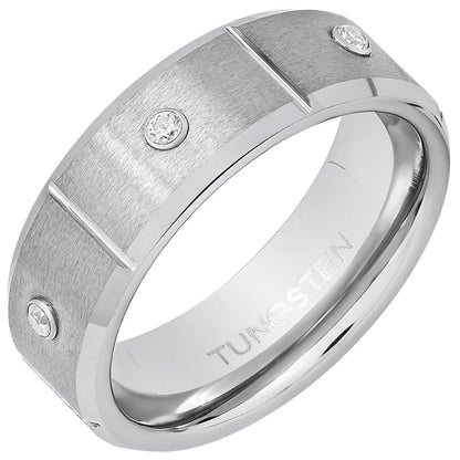 Men's Tungsten and Simulated Diamonds Band Ring DailySale