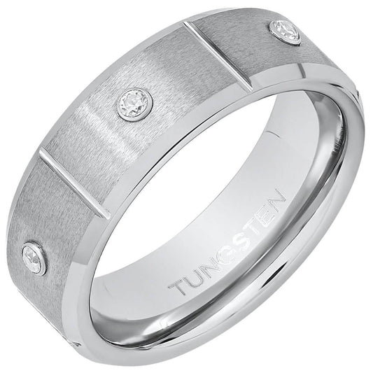 Men's Tungsten and Simulated Diamonds Band Ring DailySale