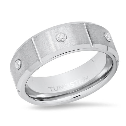 Men's Tungsten and Simulated Diamonds Band Ring DailySale