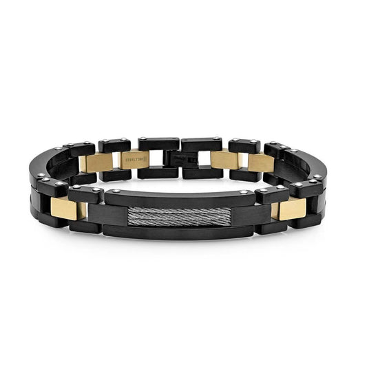 Men's Two Tone Black IP and Stainless Steel Link Bracelet DailySale