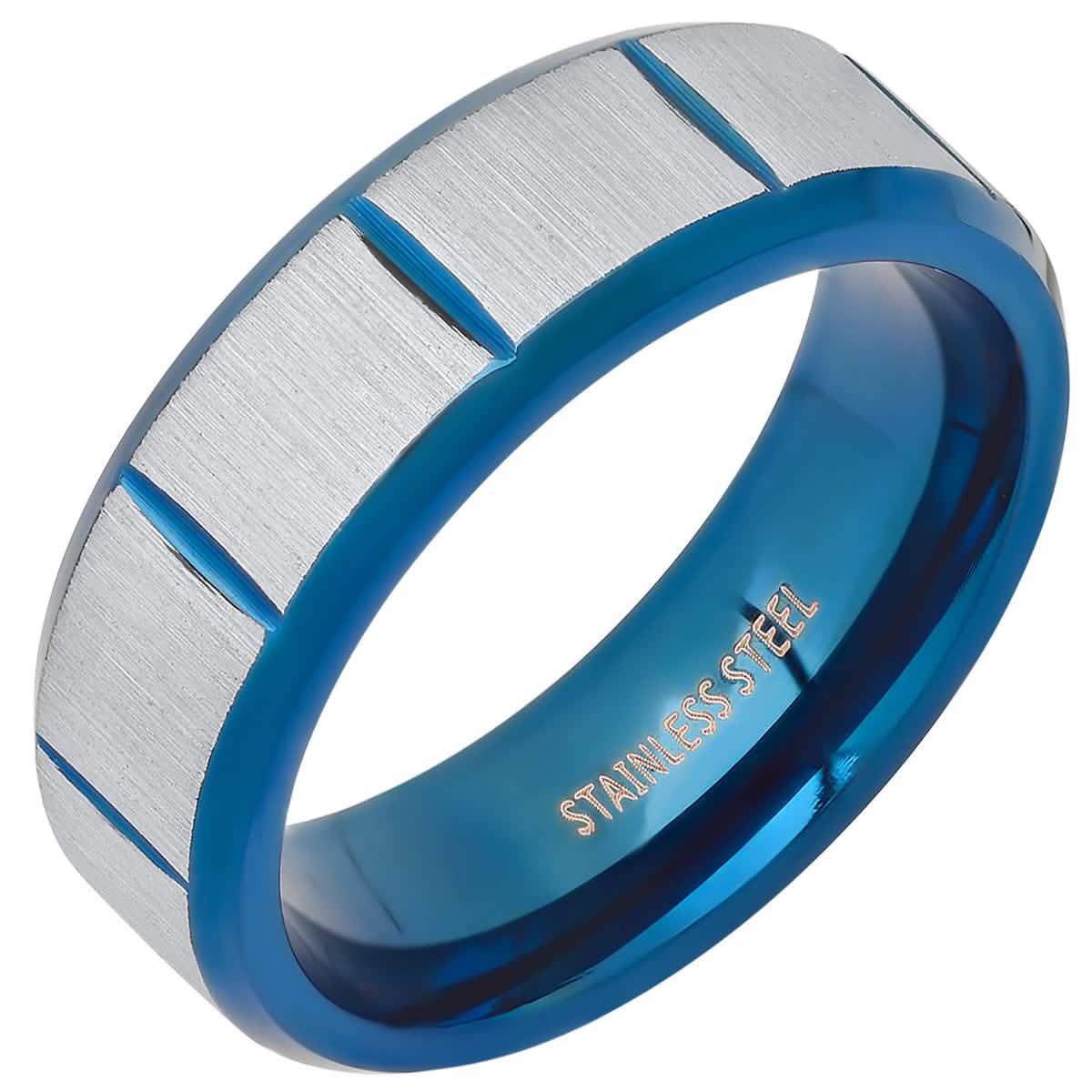 Men's Two Tone Blue IP and Stainless Steel Ring DailySale