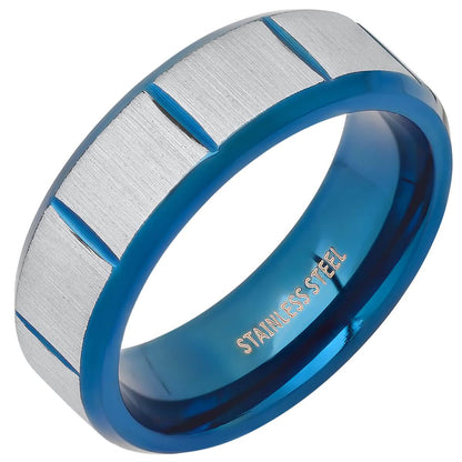 Men's Two Tone Blue IP and Stainless Steel Ring DailySale