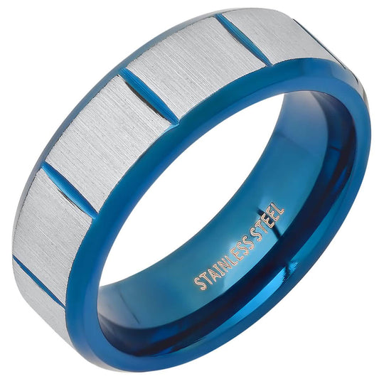 Men's Two Tone Blue IP and Stainless Steel Ring DailySale