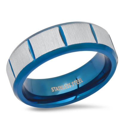 Men's Two Tone Blue IP and Stainless Steel Ring DailySale