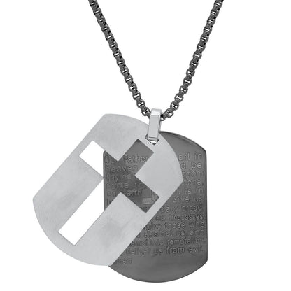 Men's Two Tone Stainless Steel Lords Prayer Double Dog Tag Pendant DailySale