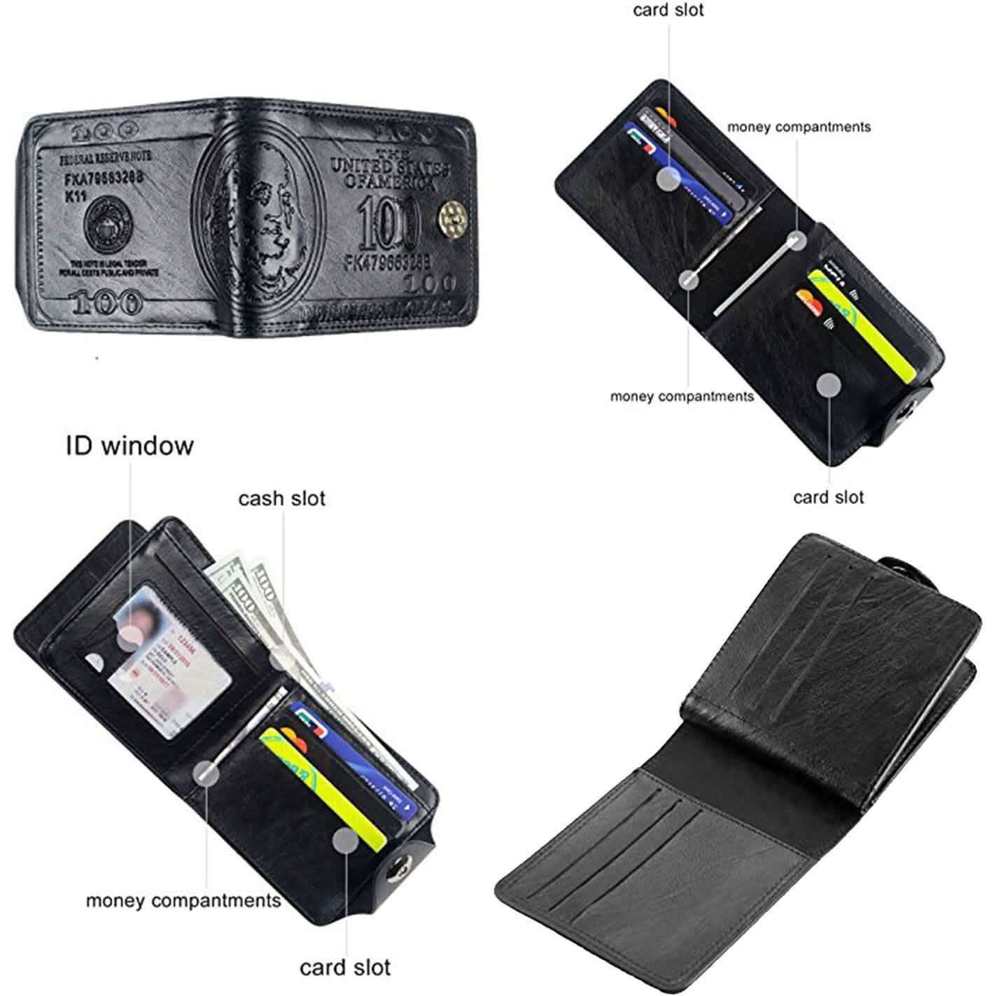 Men's USD Bill Wallet Billfold Leather Credit Card Photo Holder DailySale