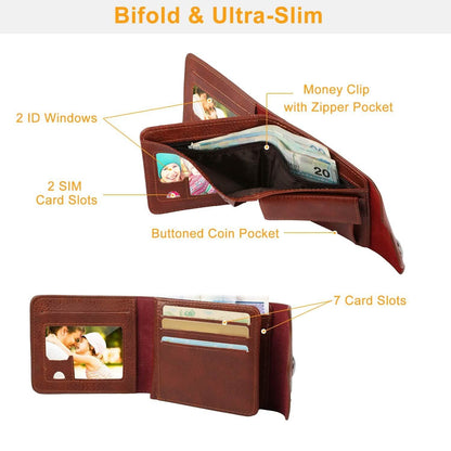 Men's Wallet PU Leather BiFold RFID Blocking Card Holder DailySale