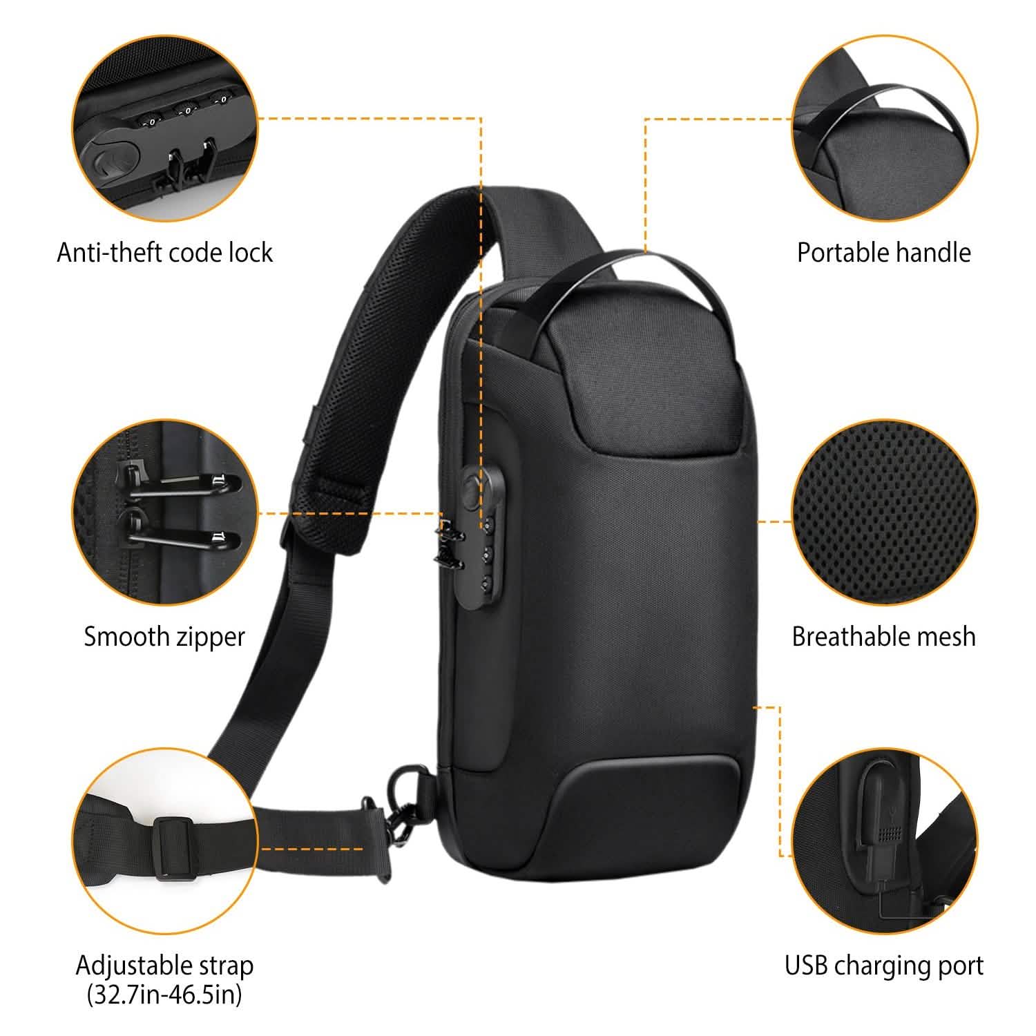 Men's Waterproof Anti-Theft Sling Backpack DailySale