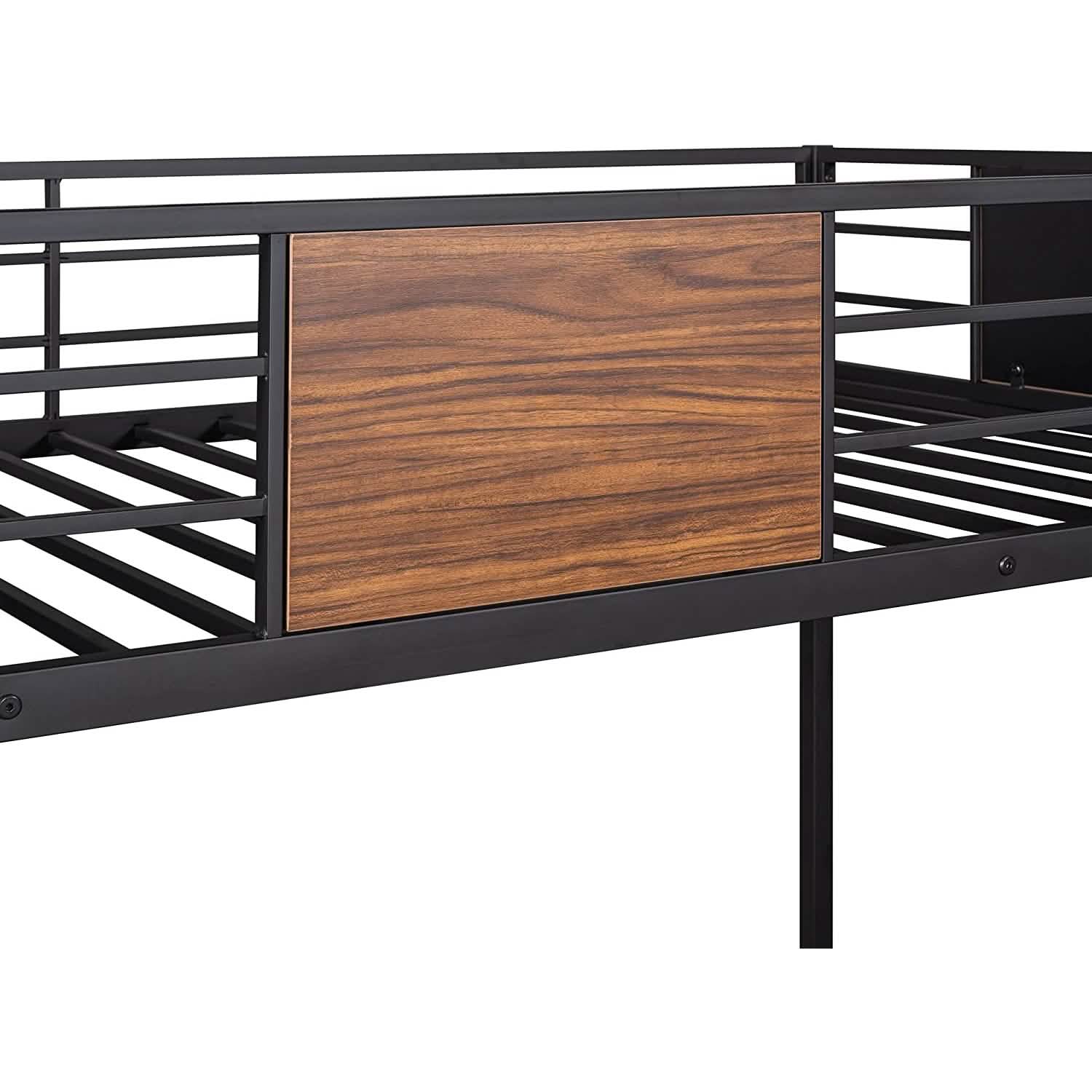 Metal Bunk Bed with Safety Railing Ladder DailySale