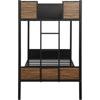 Metal Bunk Bed with Safety Railing Ladder DailySale