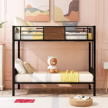 Metal Bunk Bed with Safety Railing Ladder DailySale