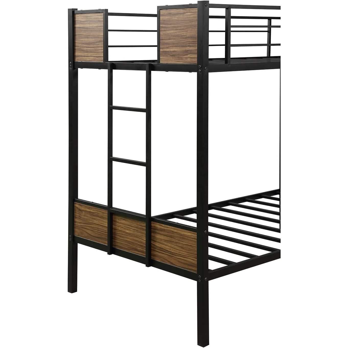 Metal Bunk Bed with Safety Railing Ladder DailySale