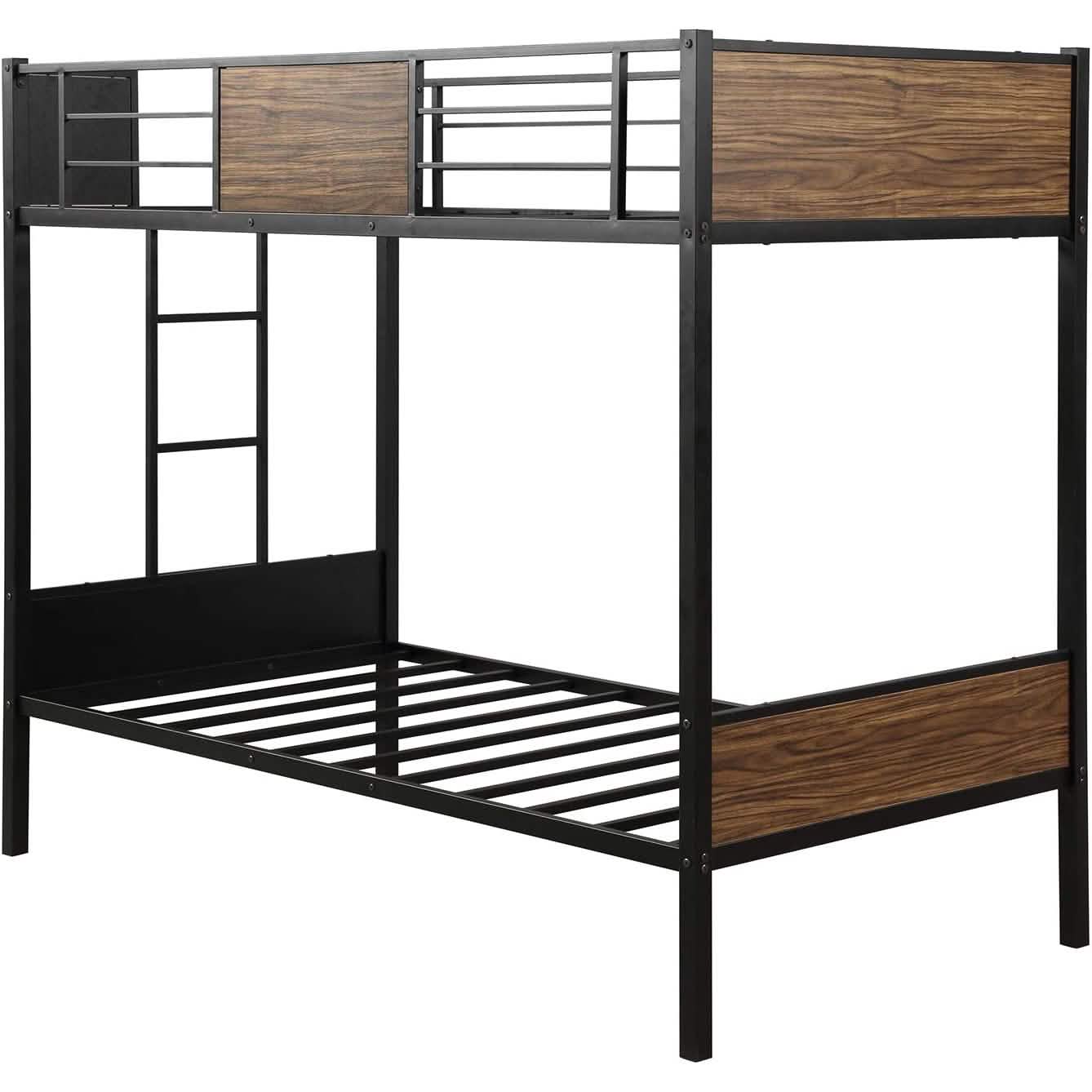 Metal Bunk Bed with Safety Railing Ladder DailySale