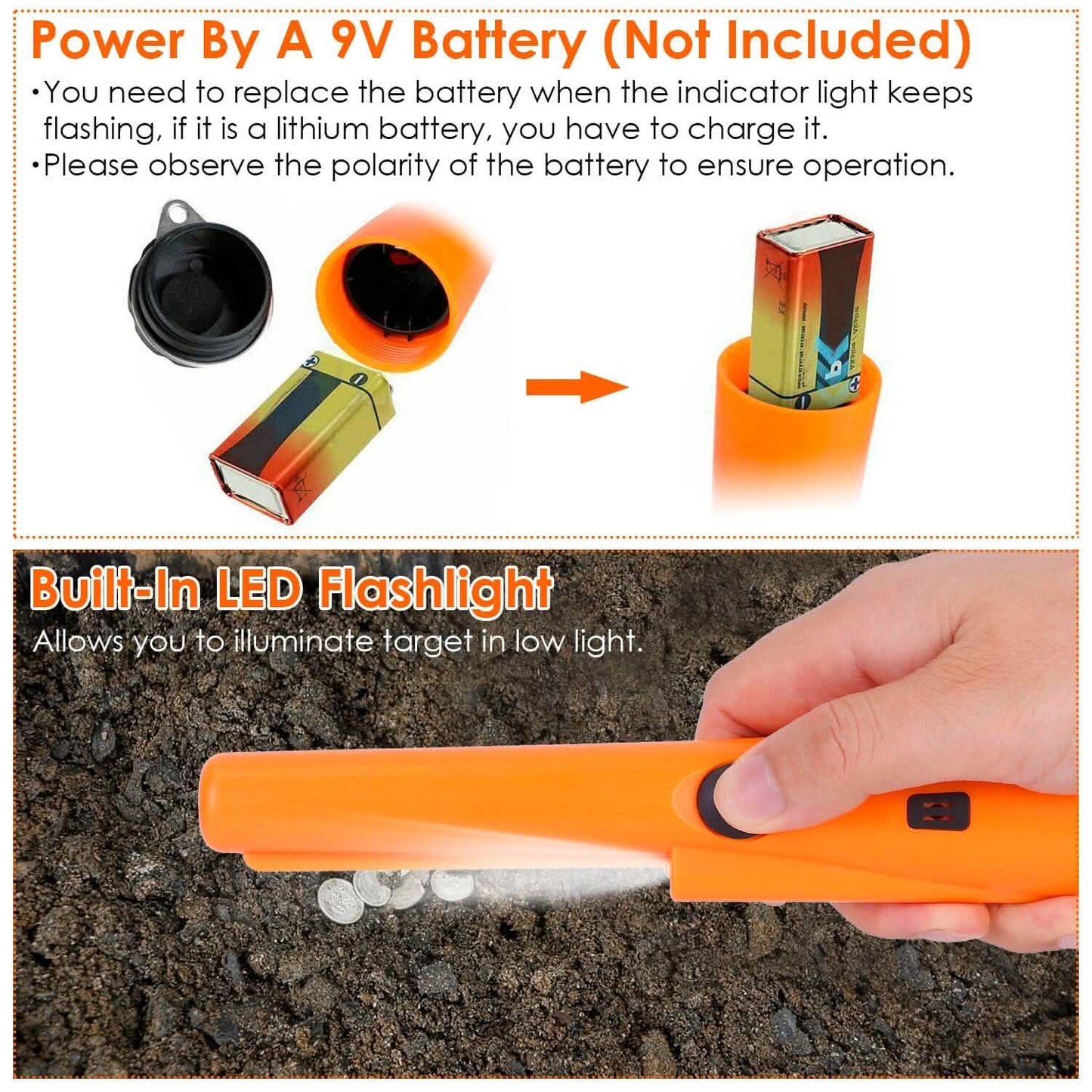 Metal Detector Pin Pointer with Retractable Hanging Wire DailySale